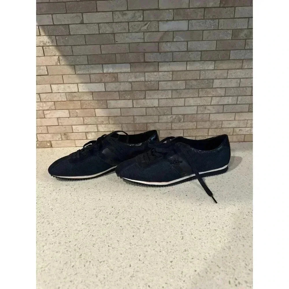 COACH‎ Ivy Black Leather Trim Sneakers Designer Shoes (g3)